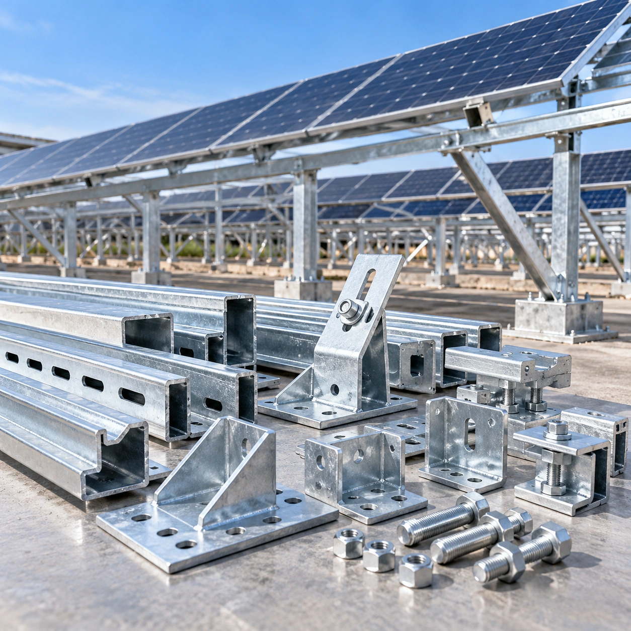 Cinkoti fotoelektriskie kronšteini un PV montāžas daļas